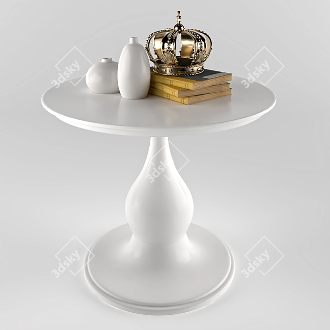 Royal Decor Set: Books, Table, and Crown 3D model image 2