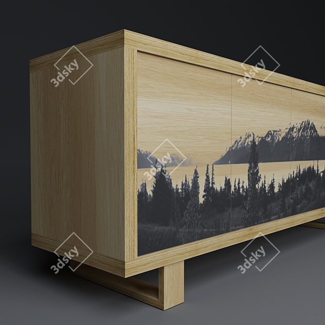 Plywood Chest of Drawers with Printed Doors 3D model image 2