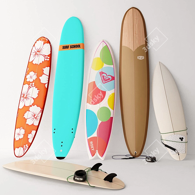 Sleek Surfboards for Every Style 3D model image 1