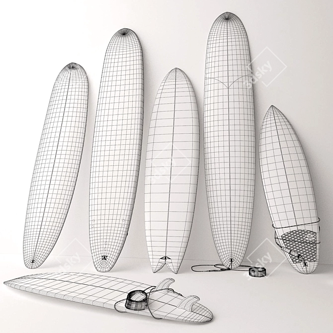 Sleek Surfboards for Every Style 3D model image 3