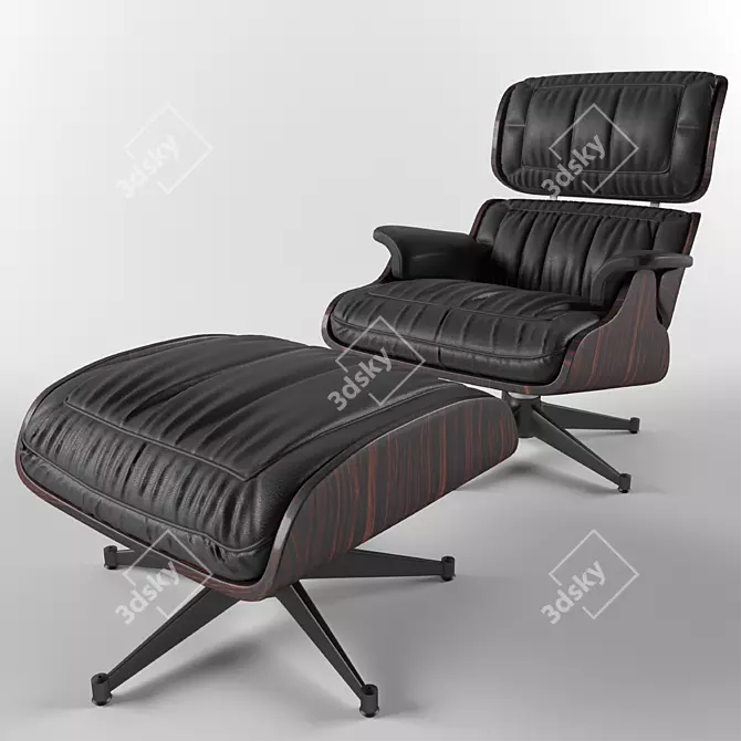 Modernized Eames Lounge Chair 3D model image 1