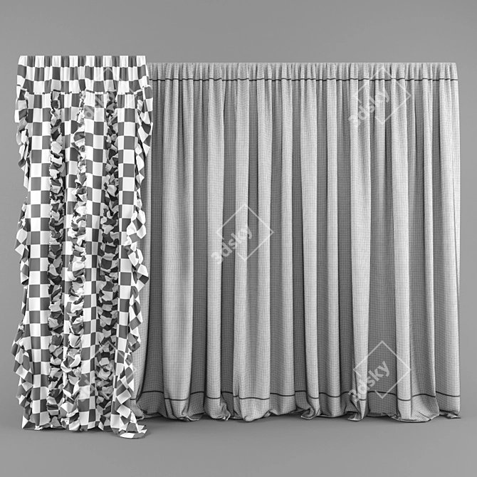 Modern Curtains: Textured and versatile with FBX file 3D model image 2