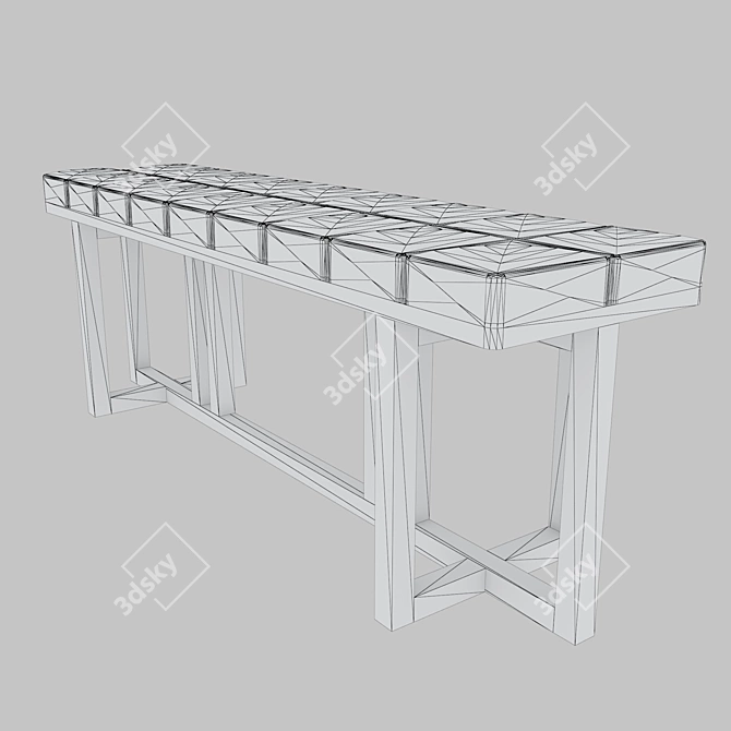 Oak Dot: Scandinavian-style Oak Bench 3D model image 3