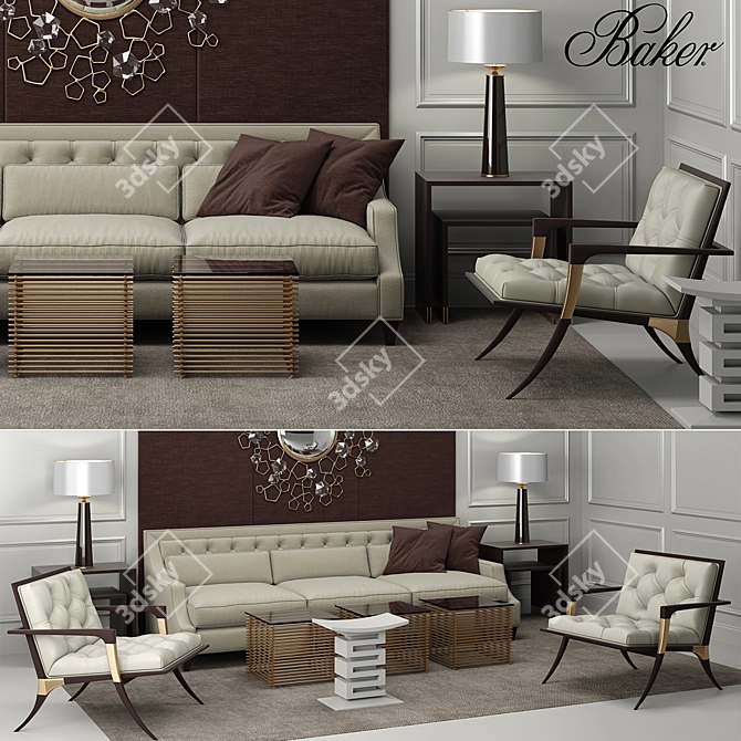 Elegant Baker Tufted Furniture 3D model image 1