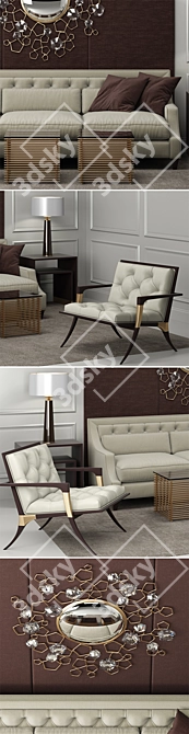 Elegant Baker Tufted Furniture 3D model image 2