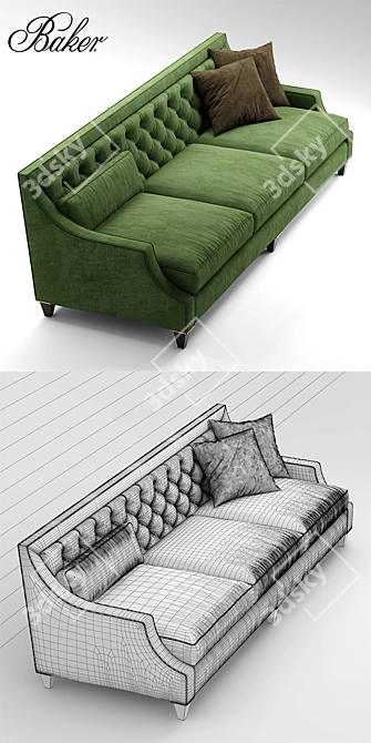 Elegant Baker Tufted Sofa & Chair 3D model image 3