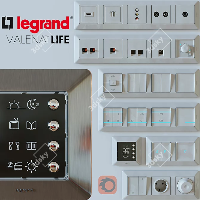 Title: Legrand Valena Life Switches & Sockets 3D model image 1