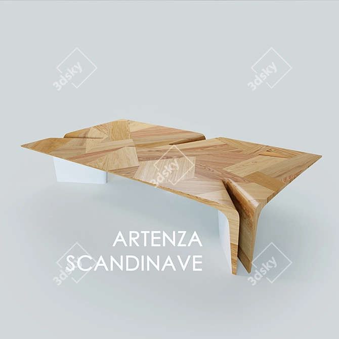 Scandinavian Oak Coffee Table: ARTENZA 3D model image 3