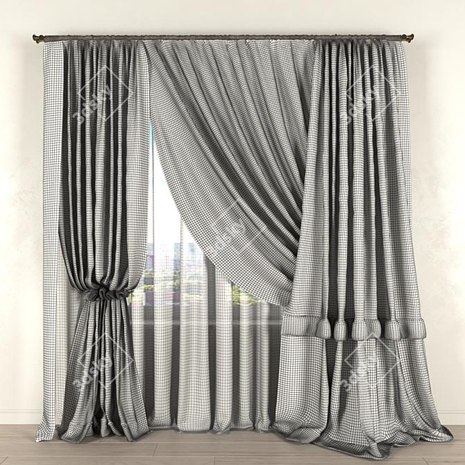 Elegant Window Blinds 3D model image 2