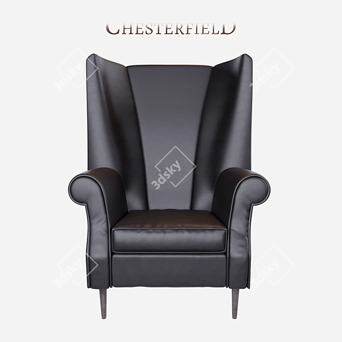 Luxury Chesterfield Leather Armchair 3D model image 2