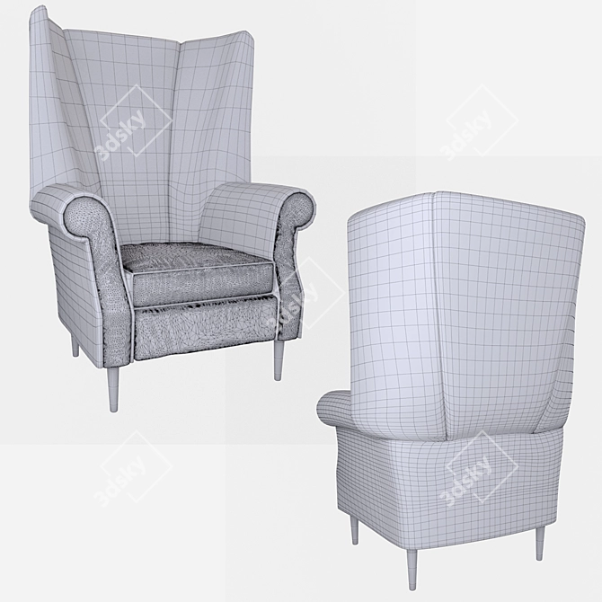 Luxury Chesterfield Leather Armchair 3D model image 3