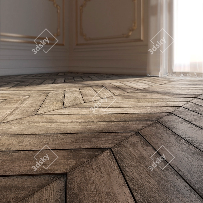 Title: Rustic Oak Plank: Authentic Vintage Charm 3D model image 2