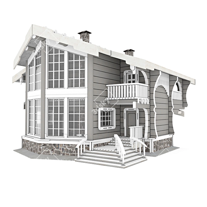 Luxury Log Home - 200mm Mast Block 3D model image 3