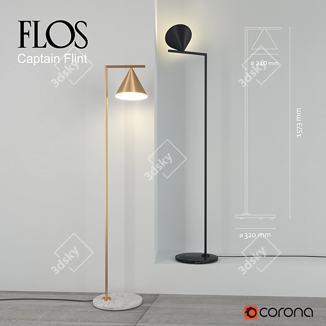 Elegant Captain Flint Floor Lamp 3D model image 1