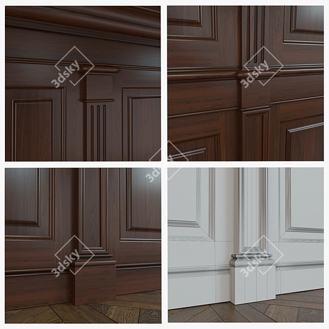Versatile Wooden Panel Set 3D model image 2