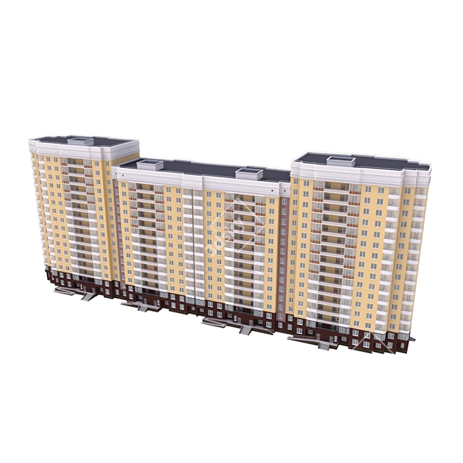 16-storey Residential Tower with Open Floor Plan 3D model image 1