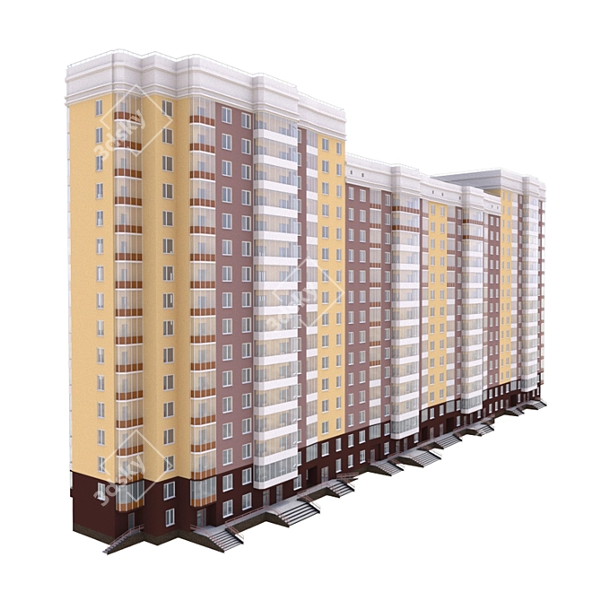 16-storey Residential Tower with Open Floor Plan 3D model image 2