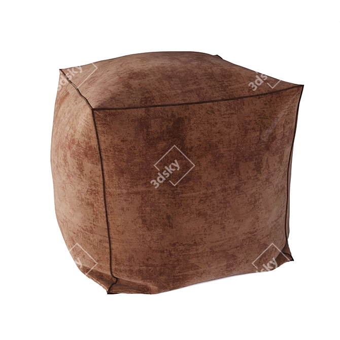 Elegant Leather Ottoman 3D model image 2