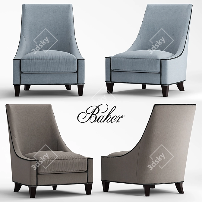 Stylish Baker's Lounge Chair 3D model image 1