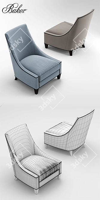 Stylish Baker's Lounge Chair 3D model image 3