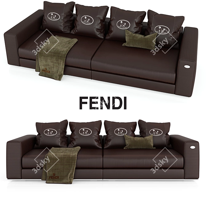 Luxury Fendi Longchamp Sofa 3D model image 1