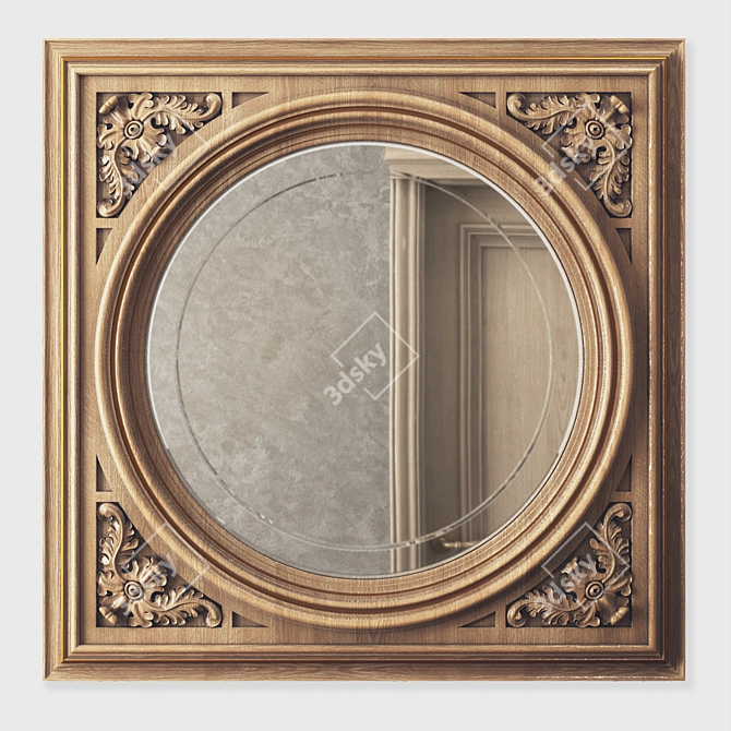 Carved Reflection: Mirror with Intricate Design 3D model image 1