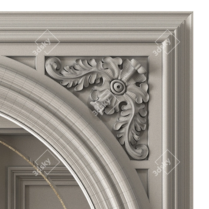 Carved Reflection: Mirror with Intricate Design 3D model image 2