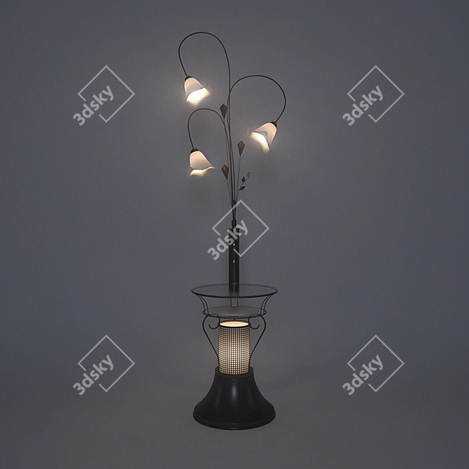Elegant Glass Table Floor Lamp 3D model image 2