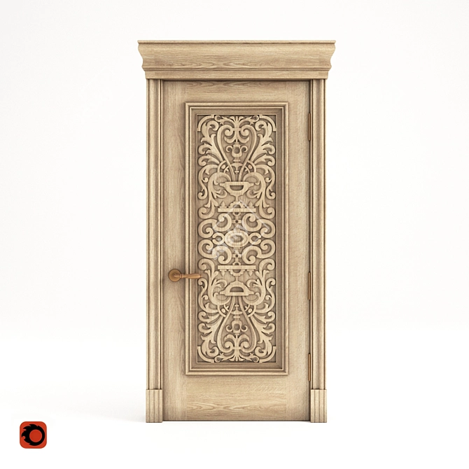 Carved Classical Door 3D model image 1