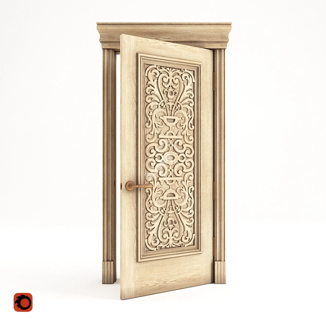 Carved Classical Door 3D model image 2