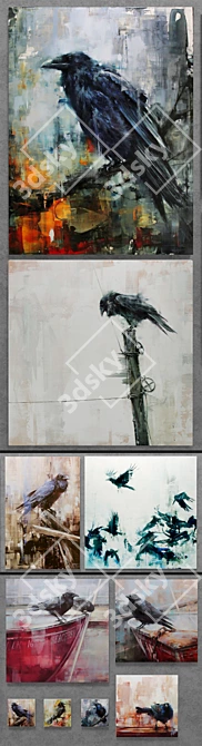 Ravens & Wildlife Art Collection 3D model image 2