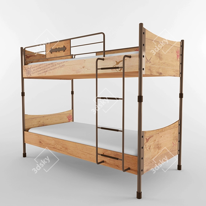 Pirate's Haven: Stylish Black Bunk Bed 3D model image 1