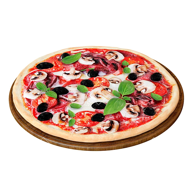 Delicious Olive & Ham Pizza 3D model image 1