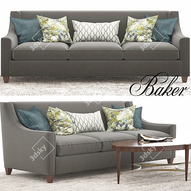 Cozy Comfort: Berkley Sofa & Olivia Coffee Table 3D model image 1