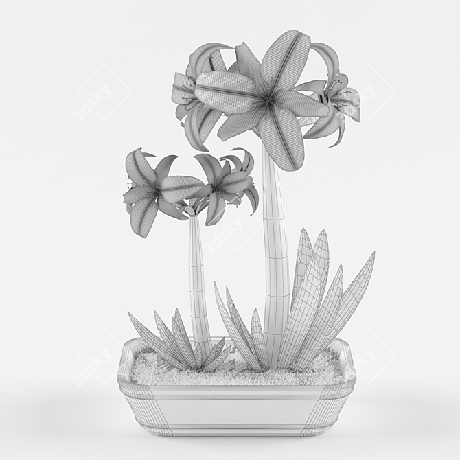 Exotic Tiger Lily Flower and Vase 3D model image 2