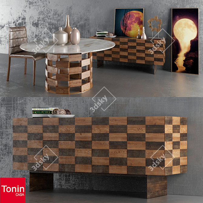 Sophisticated Colosseo Dining Set 3D model image 1