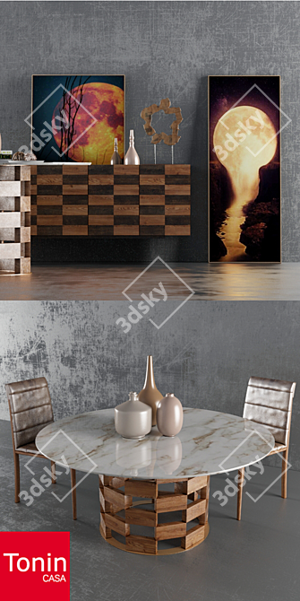 Sophisticated Colosseo Dining Set 3D model image 2