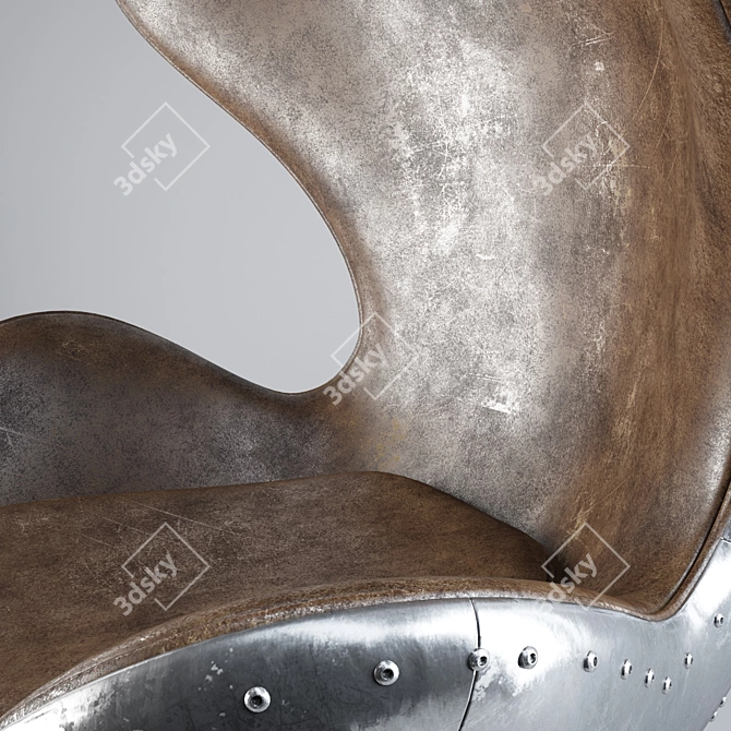 Vintage Leather Swivel Chair 3D model image 2