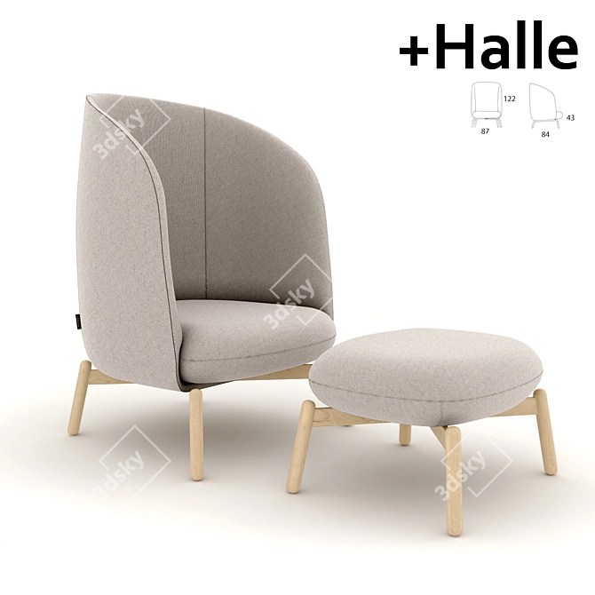Cozy Nest Chair: Ottoman Included. 3D model image 1