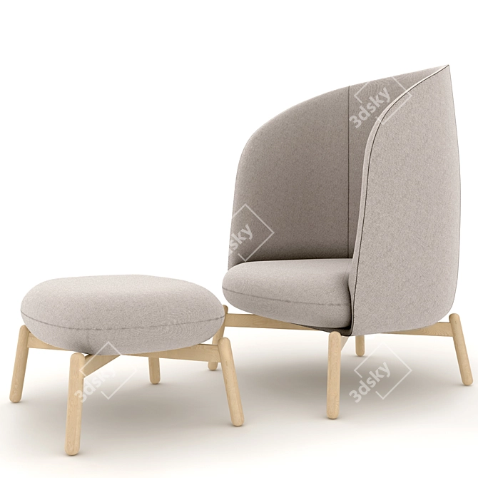 Cozy Nest Chair: Ottoman Included. 3D model image 2