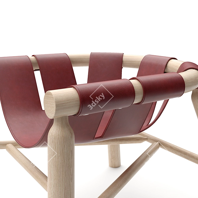 Luxury Leather Chair with Wooden Legs 3D model image 2