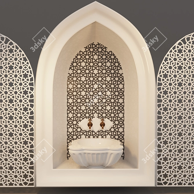 Elegant Hamam Wash Basin 3D model image 1