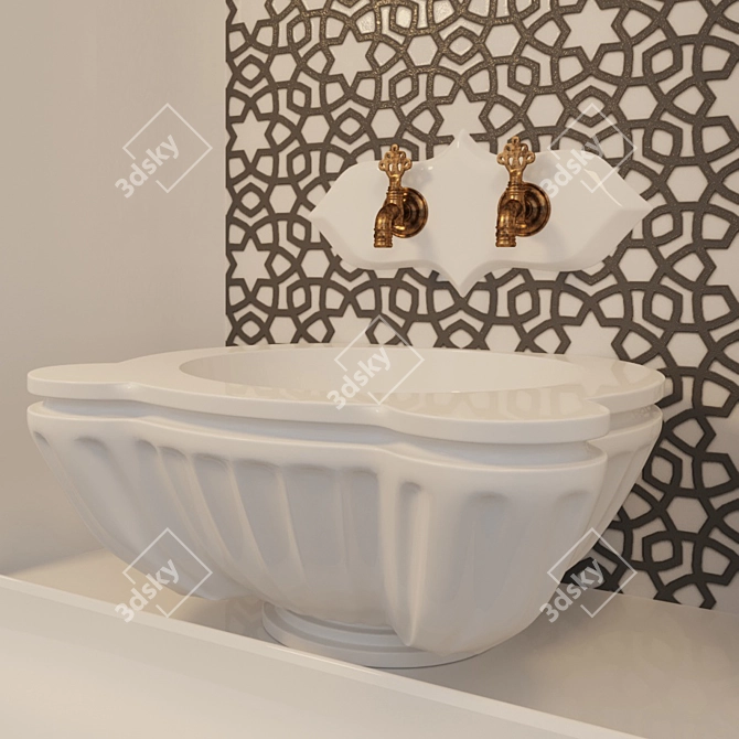 Elegant Hamam Wash Basin 3D model image 2