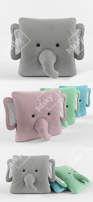 Cuddly Henry Elephant Plush Pillow 3D model image 2