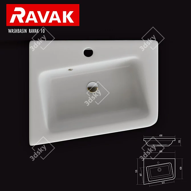 Sleek Ravak Sink 3D model image 1