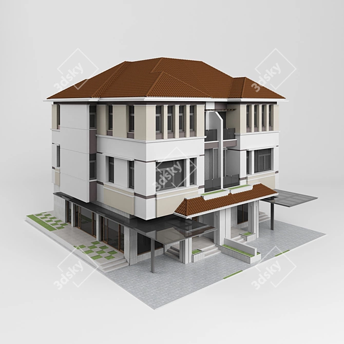 Modern Villa Twin 3D model image 1