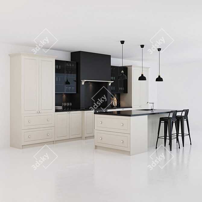 Custom Kitchen Design 3D model image 1