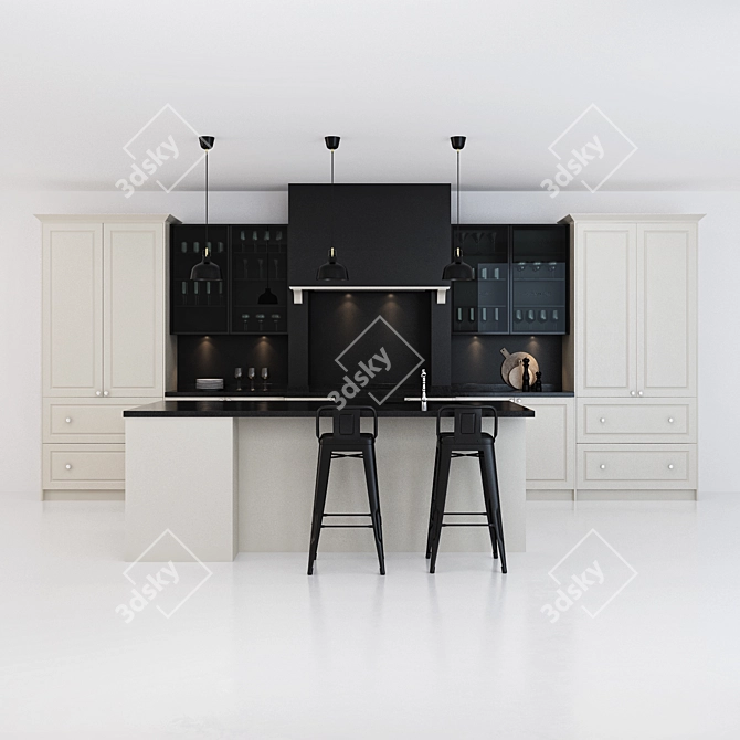 Custom Kitchen Design 3D model image 2