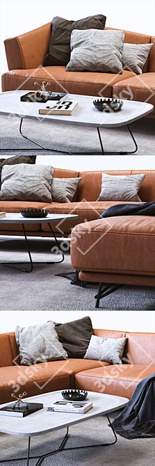 Elegant Ditre Italia LENNOX Leather Sofa 3D model image 2