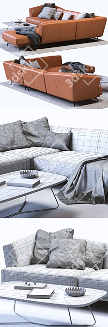 Elegant Ditre Italia LENNOX Leather Sofa 3D model image 3